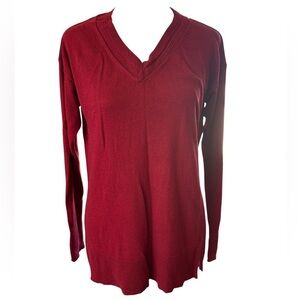 Women's A New Day V neck long sleeve pullover sweater Maroon/burgundy Size Small